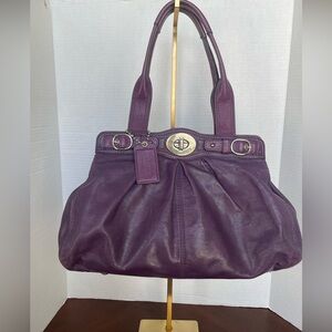 Coach purple pleated leather turn lock shoulder bag